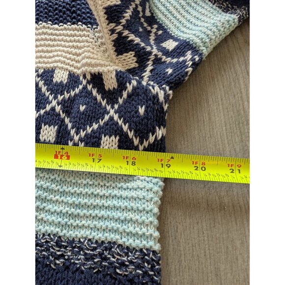 St Johns Bay Navy & Light Blue Nordic Open Front Duster Cardigan Sweater S - Picture 9 of 9